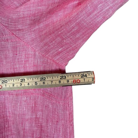 J.Jill 100% Linen Button Down Tunic | Red Pink Long Sleeve Shirt minimalist | L - Picture 8 of 10